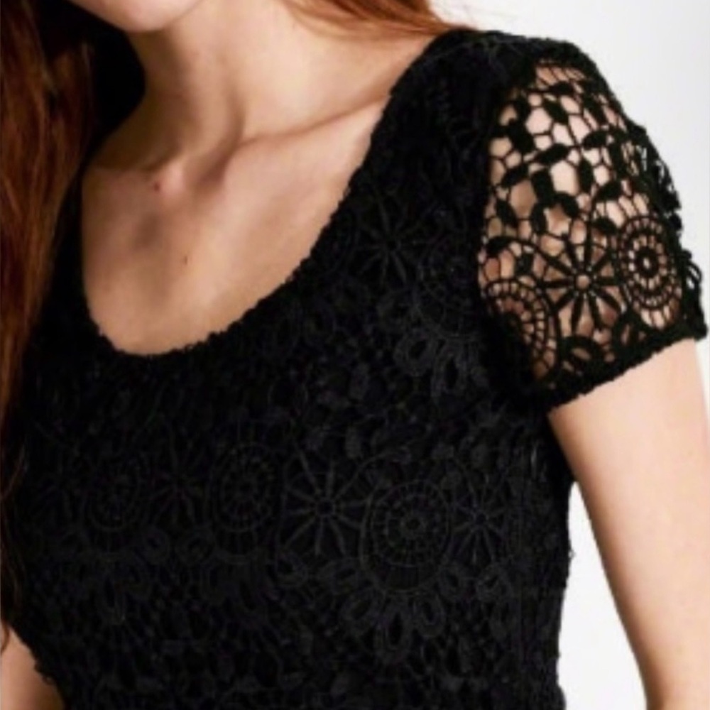 Hollister Boho Chic Western Black Lace Whimsigoth Crochet Mini Dress Size M - Picture 3 of 14
